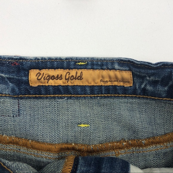 Vigoss Gold Distressed Denim Jean Skirt - Picture 4 of 5